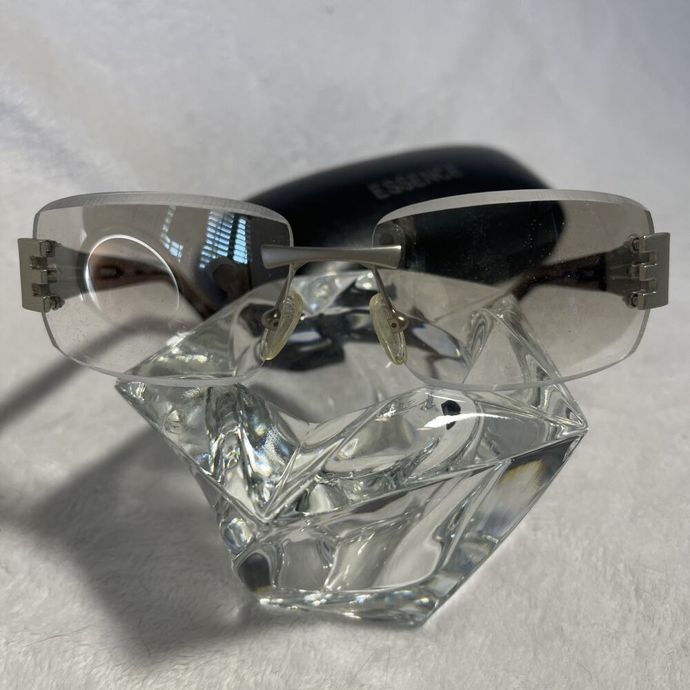 Vintage Essence ES 090S Matte Silver Rectangle Metal Mirrored Sunglasses Italy